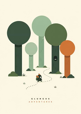 Glungus Adventures Minimalist Forest Illustration