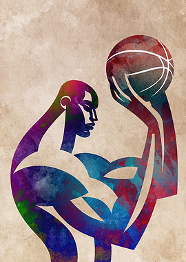 Abstract Watercolor Basketball Player Art