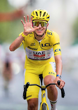 Tadej Pogačar Celebrating Tour de France Victory