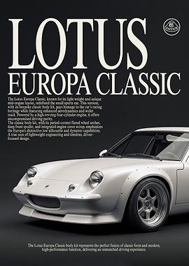 modern car Wall Art Lotus Europa Classic close up Poster