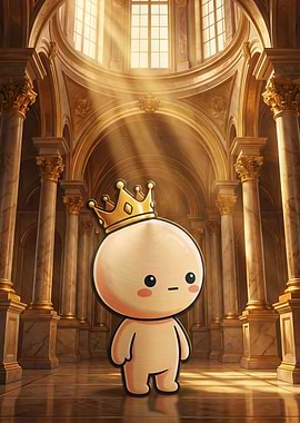 Cute Cartoon Character Wearing a Crown