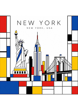 Mondrian Style New York City Skyline