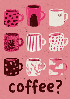 Coffee Mugs Pattern Illustration