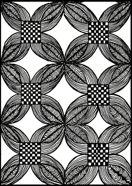 Black and White Geometric Zentangle Pattern