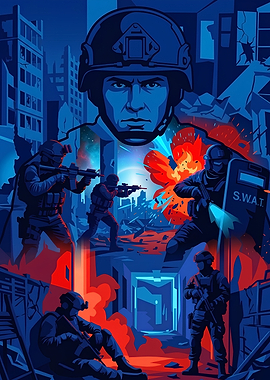 Tactical SWAT Team Combat Illustration