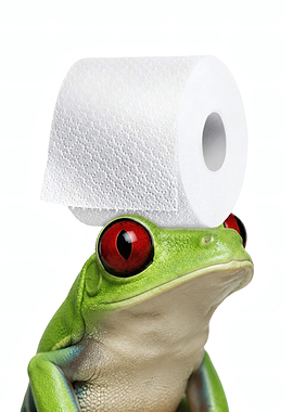 Red-Eyed Tree Frog Balancing Toilet Paper