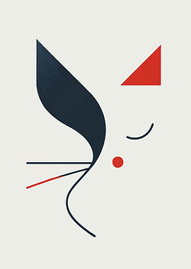 Minimalist Abstract Cat Face Illustration