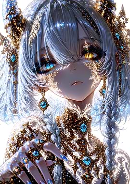 Ethereal Anime Girl with Golden Ornaments