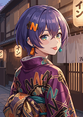 Belle in Purple Kimono