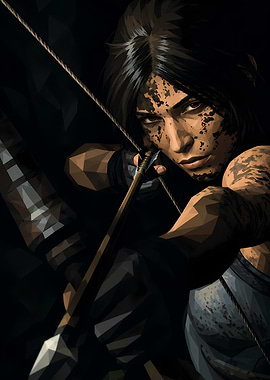 Lara Croft Low Poly Portrait