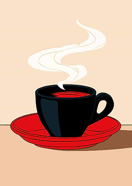 Minimalist Black Coffee Cup Illustration