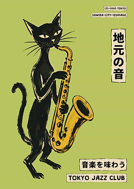 Black Cat Playing Jazz Saxophone Poster