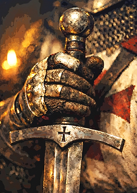 Crusader Knight Holding Sword