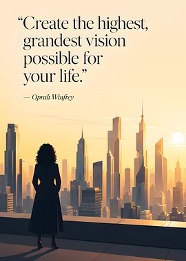 Oprah Winfrey Inspirational Cityscape Quote Poster