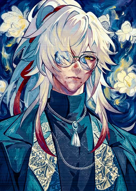 Elegant Anime Character with Floral Background