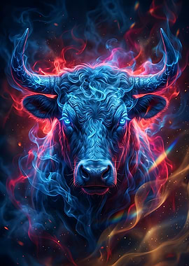 Fiery Blue Bull Portrait