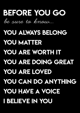 Positive Affirmations Black White Wall Art