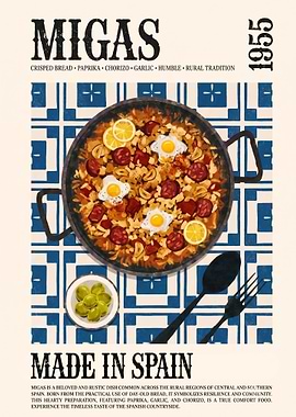 Migas Vintage Kitchen Poster | Spanish Rustic Food Wall Art