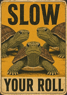 Slow Your Roll Turtle Sign