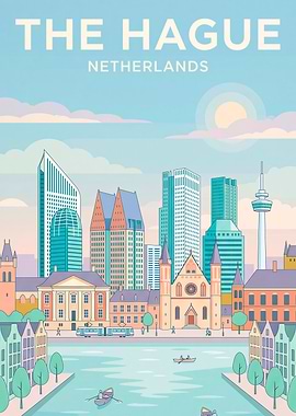 The Hague Netherlands Travel Poster