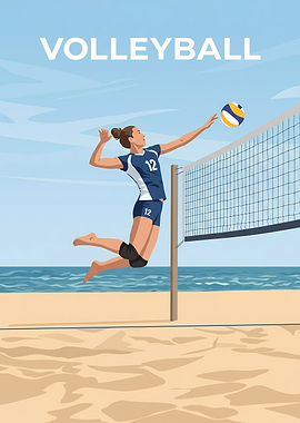 Beach Volleyball Player Action Poster