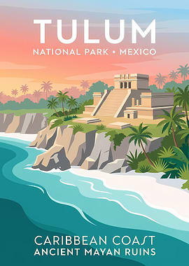 Tulum National Park Travel Poster