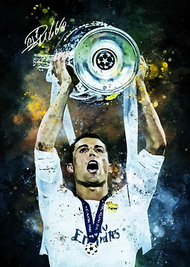Cristiano Ronaldo Lifting Champions League Trophy