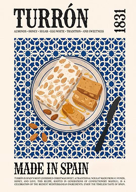 Turrón Spanish Nougat Poster | Traditional Almond Honey Christmas Sweet