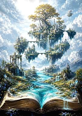 Fantasy World Emerging From Open Book