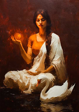 Saraswati Holds the World in a Sphere