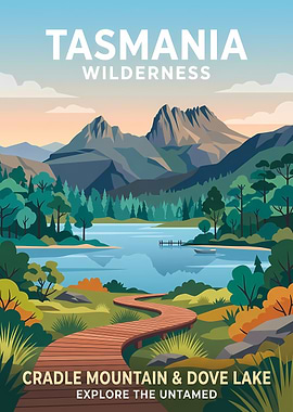 Tasmania Cradle Mountain Travel Poster