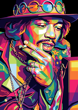 Colorful WPAP Portrait of Jimi Hendrix