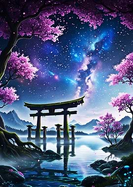 Celestial Torii Gate Under the Milky Way