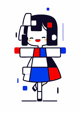Cute Minimalist Geometric Anime Girl