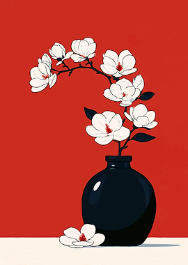 Minimalist Magnolia Branch in Vase