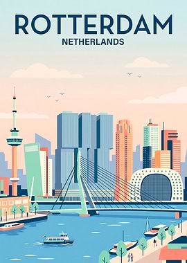 Rotterdam Netherlands Travel Poster