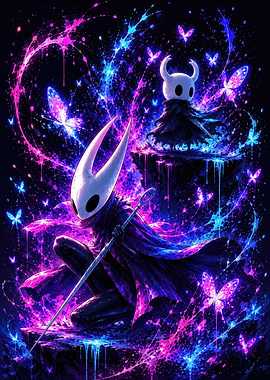 Hollow Knight Neon Butterfly Art