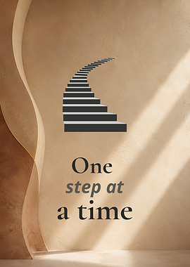 One Step at a Time – Minimalist Staircase Wall Art