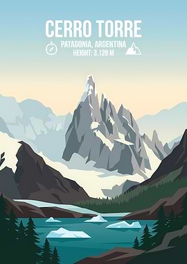 Cerro Torre Patagonia Travel Poster