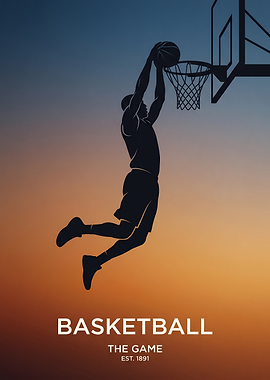 Basketball Slam Dunk Silhouette Poster