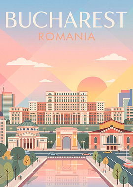Bucharest Romania Travel Poster