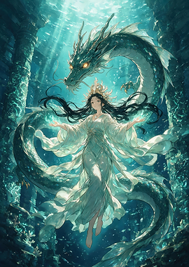 Underwater Goddess and Dragon Guardian