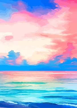 Vibrant Sunset Over Tropical Ocean