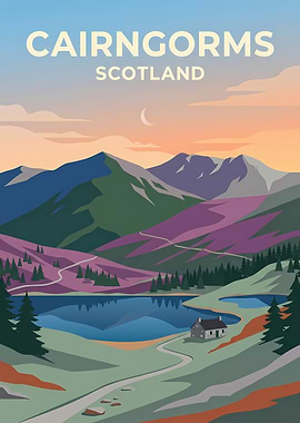 Cairngorms Scotland Travel Poster