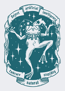 Funny Jester Frog Poster | Vintage Dark Humor Natural Stupidity Wall Art