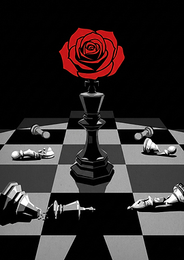 Chess King with Red Rose