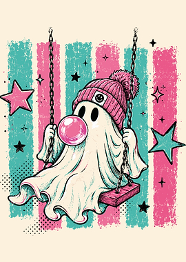 Ghost Swing Bubblegum Retro Wall Art