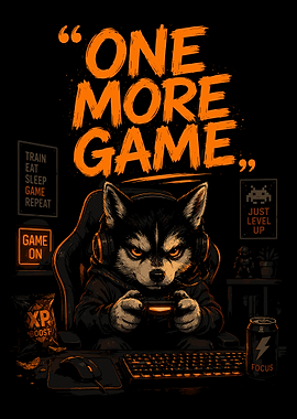 Gaming Husky One More Game Wall Art