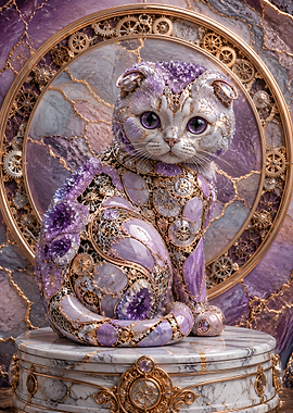 Mechanical Scottish Fold Lavender Jade Geode