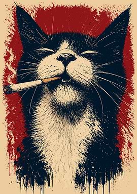 Cool Smoking Cat Illustration